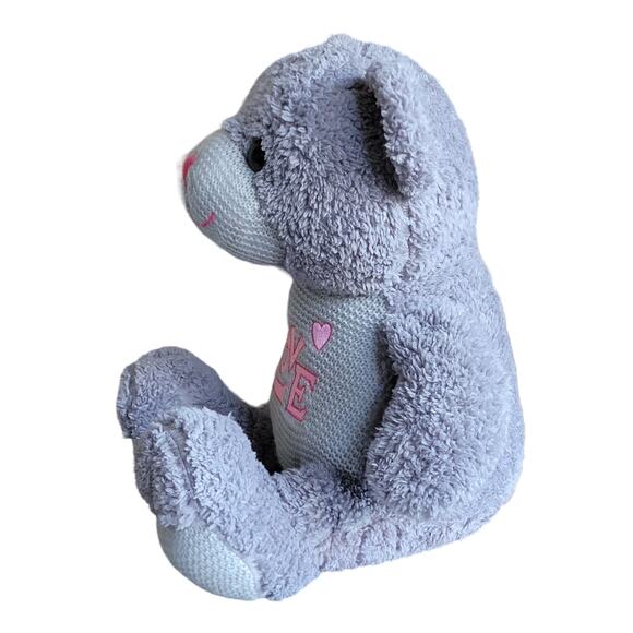 Dan Dee Teddy Bear Plush 13" Valentines Day Gray‎ Love Embroidered Sitting Gift - Picture 3 of 7
